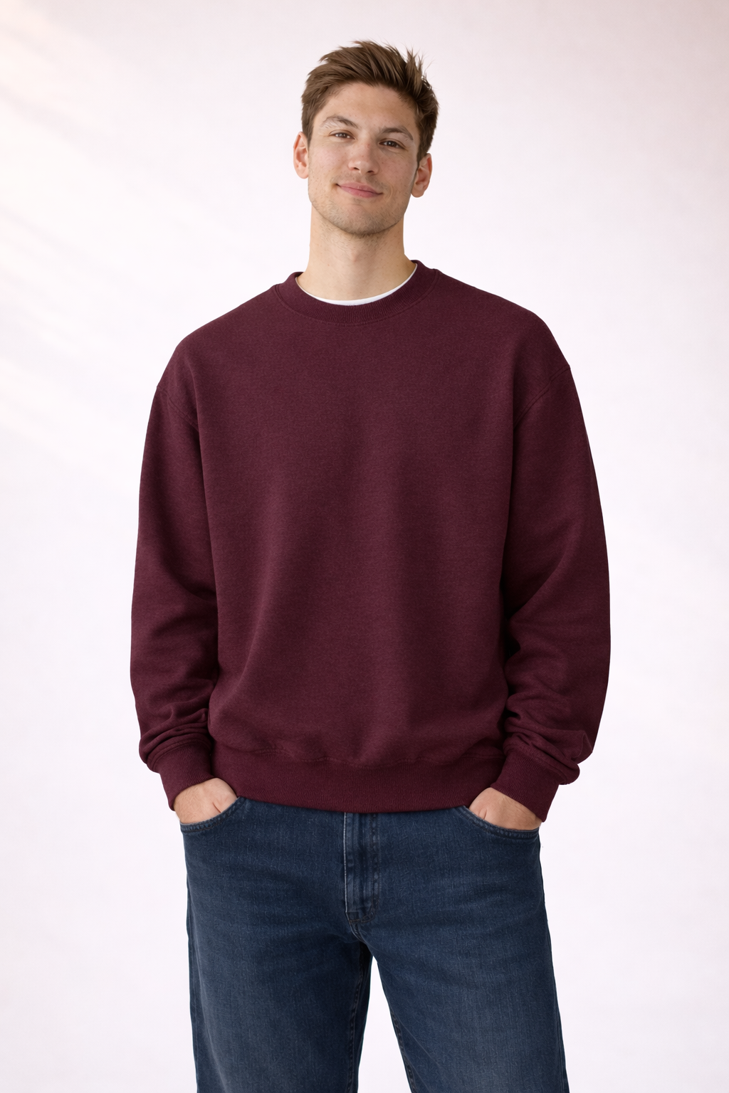 Mens Heavy Crewneck Sweatshirt - Maroon