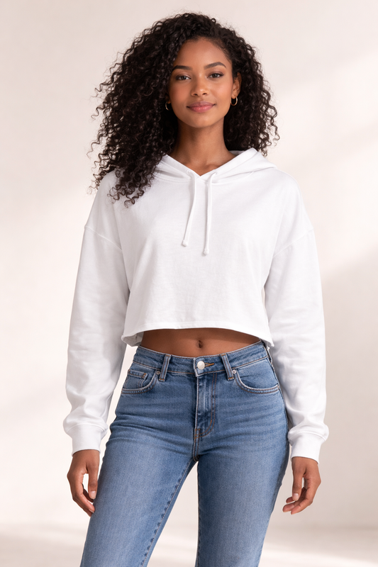 Women's Crop Hoodie - White