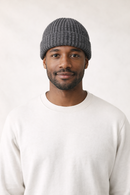 Chunky Knit Beanie - Black Natural