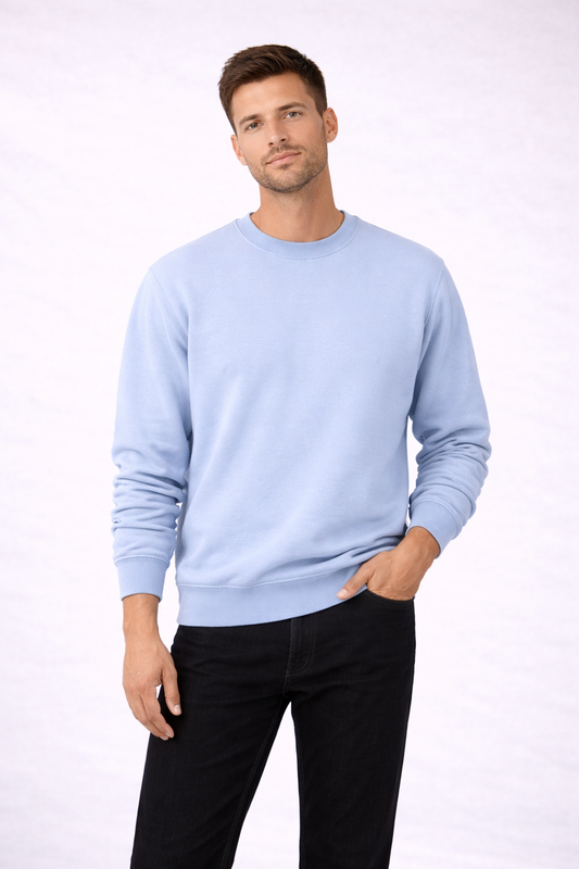 Mens Heavy Crewneck Sweatshirt - Light Blue