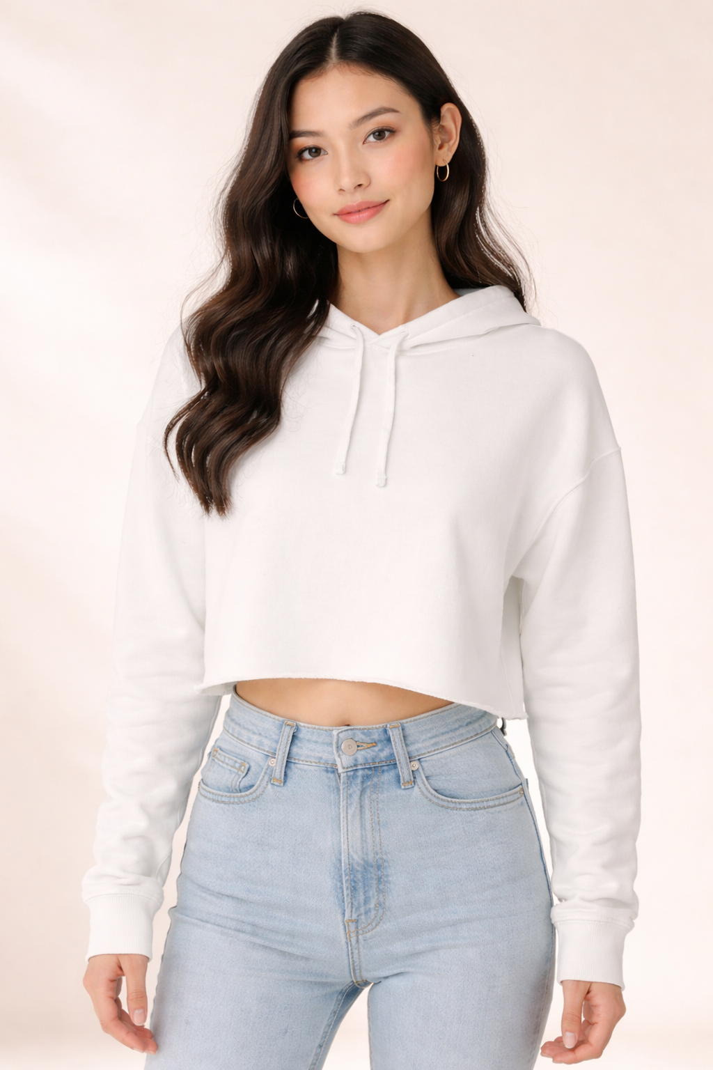 Women's Crop Hoodie - Bone