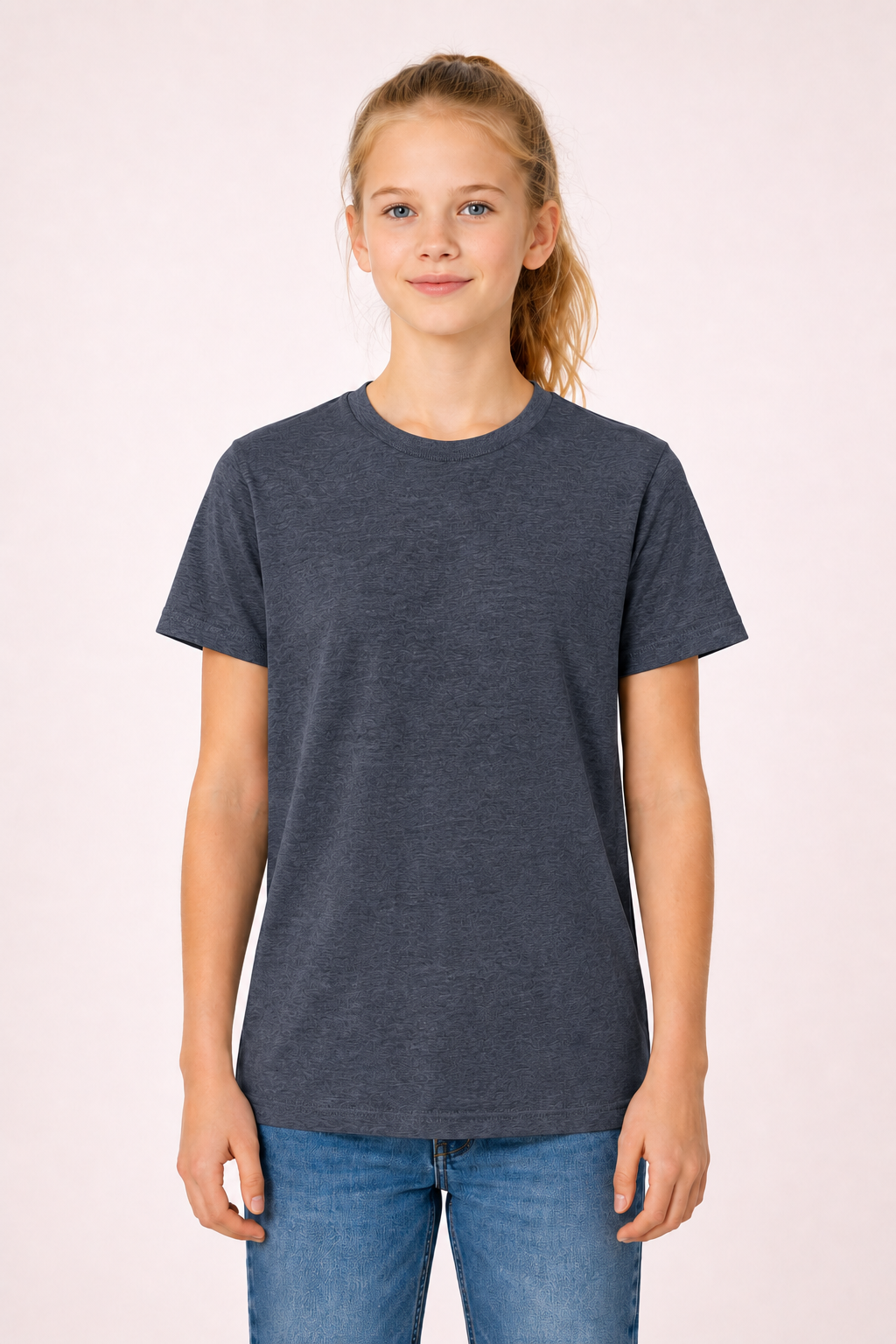 Youth Cotton T-Shirt - Navy