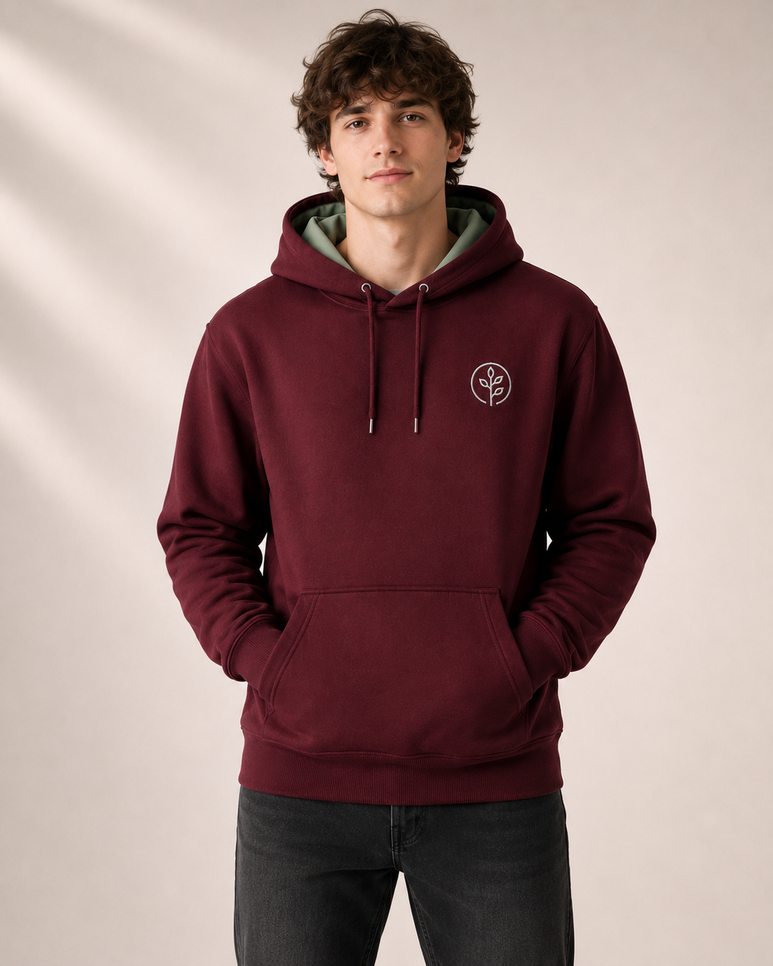 Accent Hoodie Maroon / Sage
