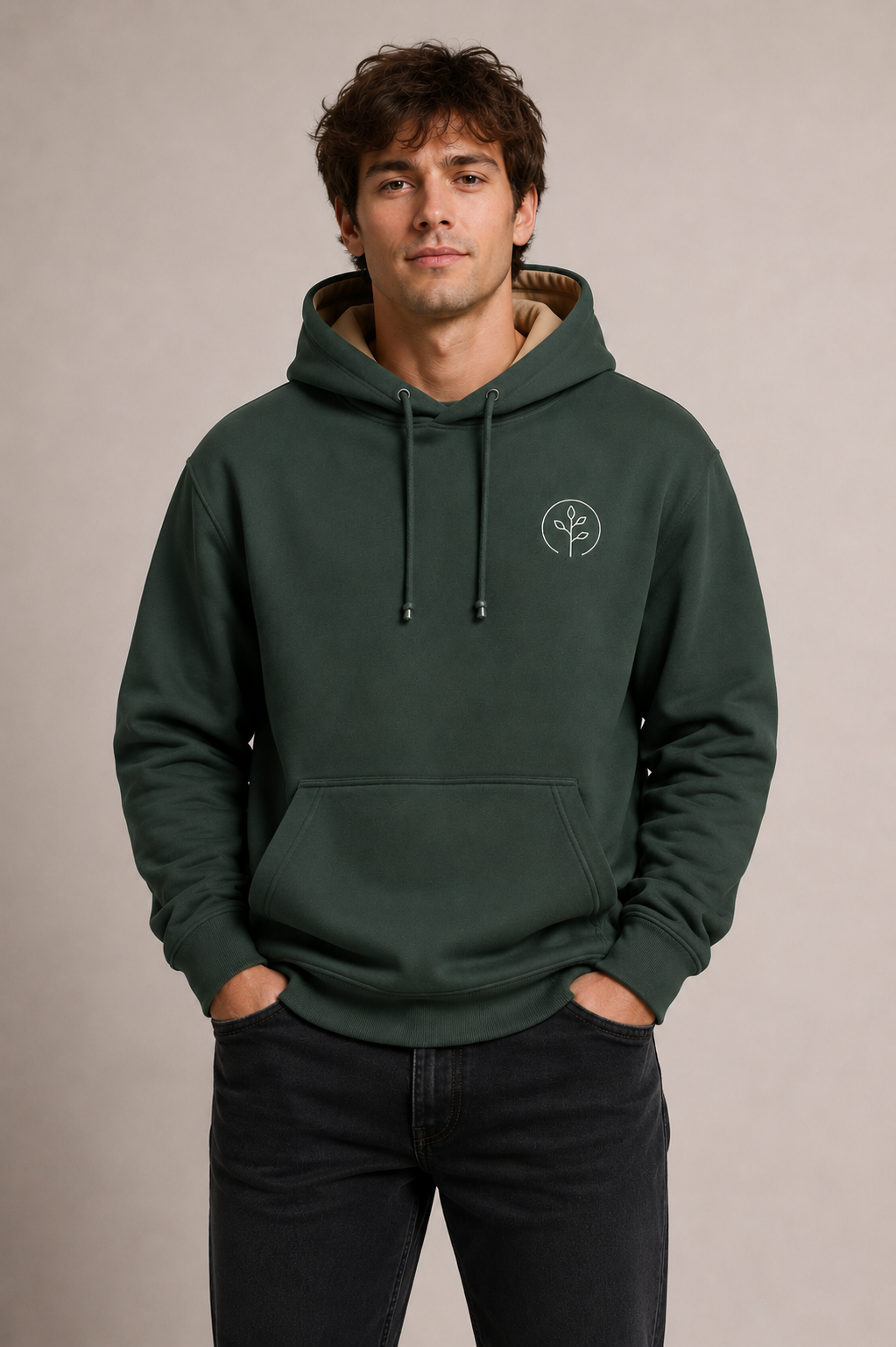 Accent Hoodie Forrest Green / Tan