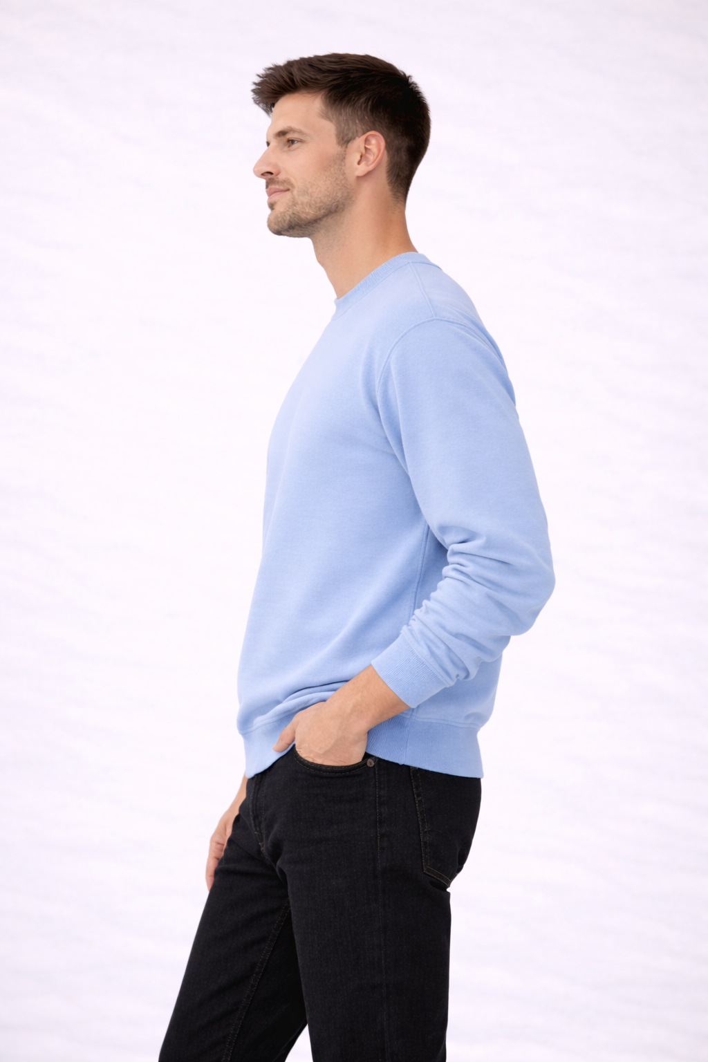 Mens Heavy Crewneck Sweatshirt - Light Blue