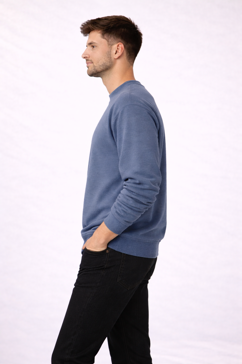 Mens Heavy Crewneck Sweatshirt - Indigo Blue