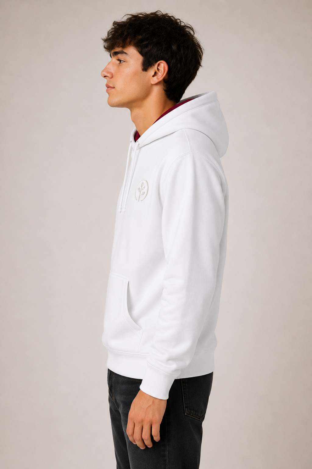 Accent Hoodie White / Burgundy