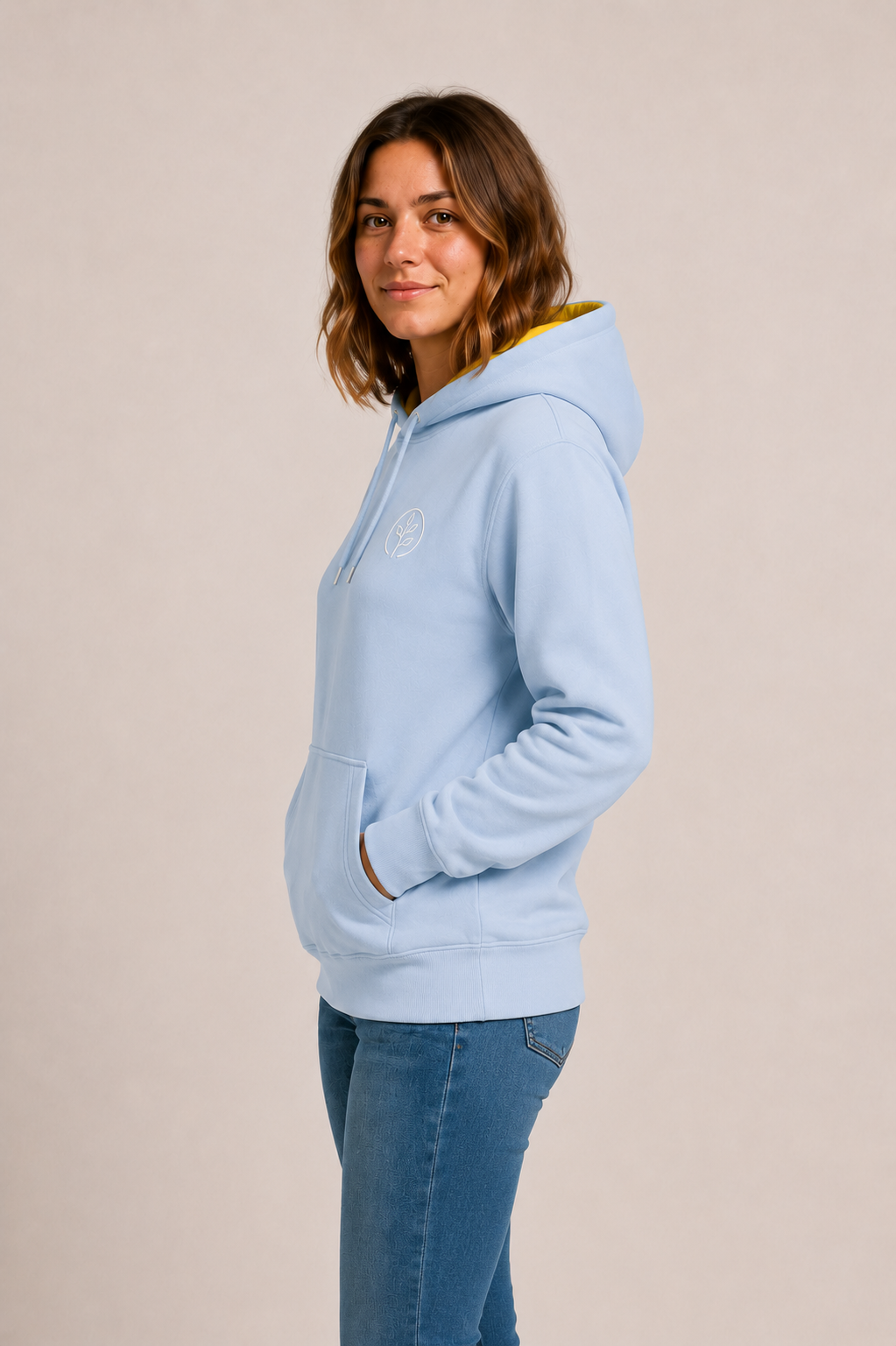 Accent Hoodie Light Blue / Yellow