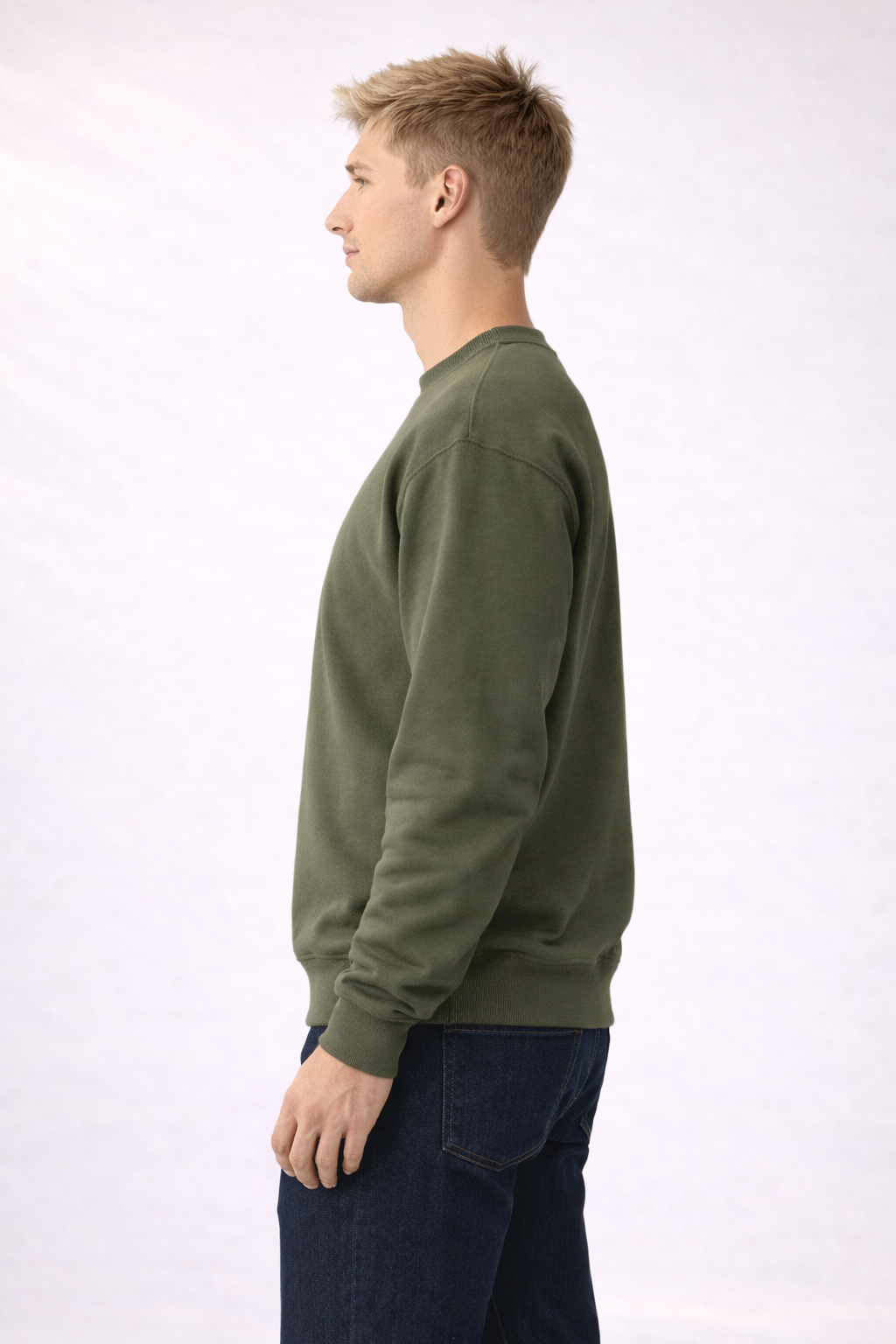 Mens Heavy Crewneck Sweatshirt - Military Green