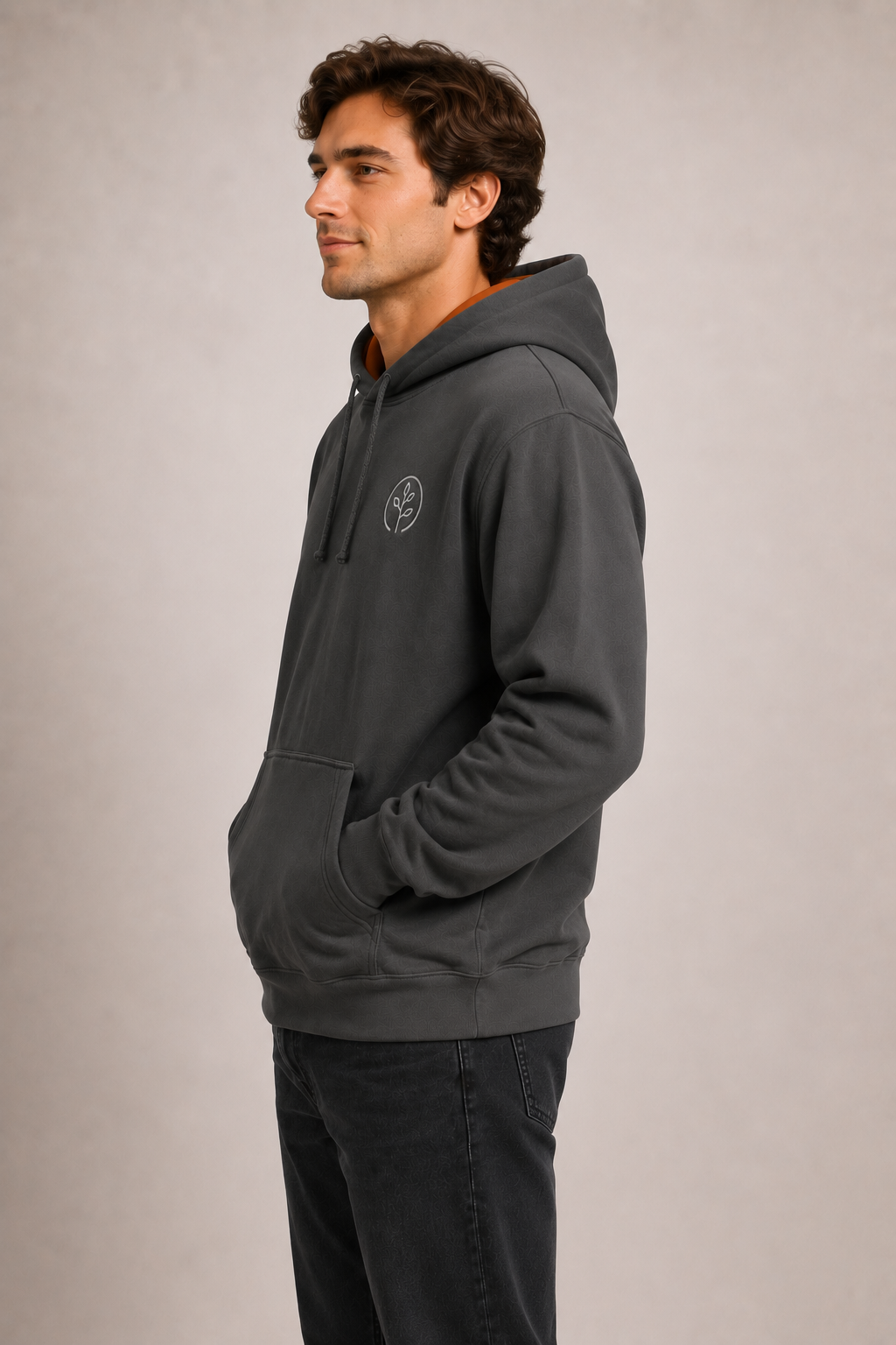 Accent Hoodie Charcoal / Burnt Orange